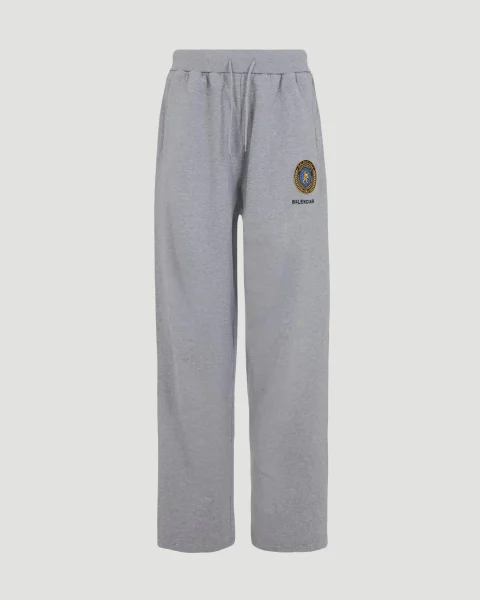 Wide-Leg Cotton Sweatpants in Grey