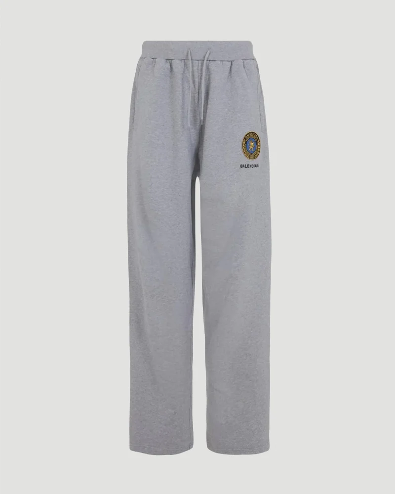 Wide-Leg Cotton Sweatpants in Grey