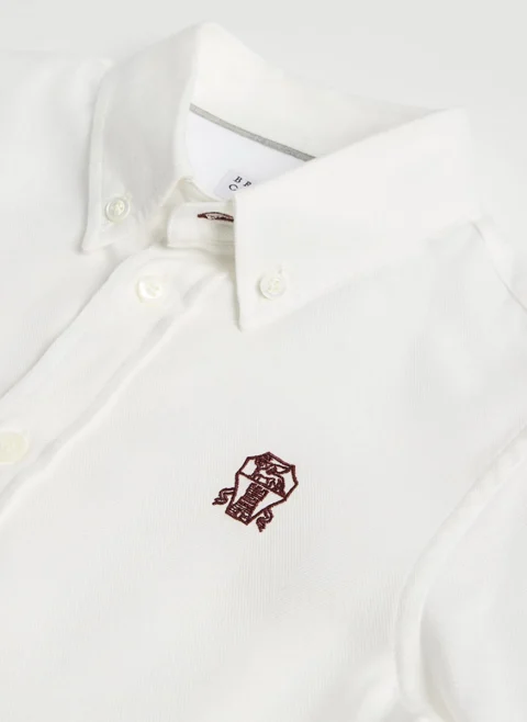 Класическа риза с бродерия Brunello Cucinelli Kids 8-10 — снимка 3