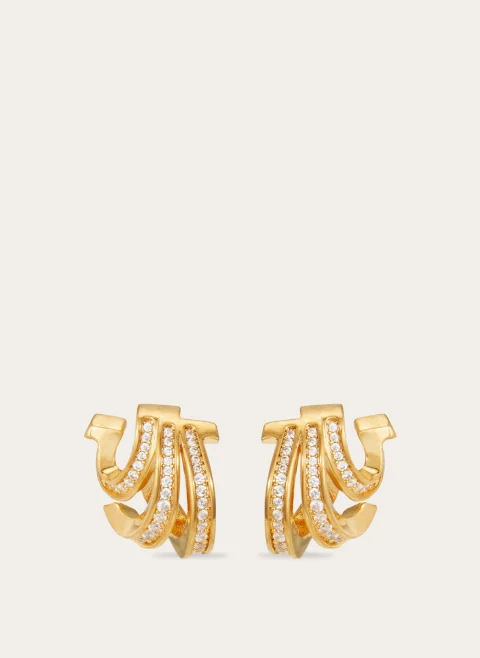 Обеци `Triple Gancini Crystals` Ferragamo