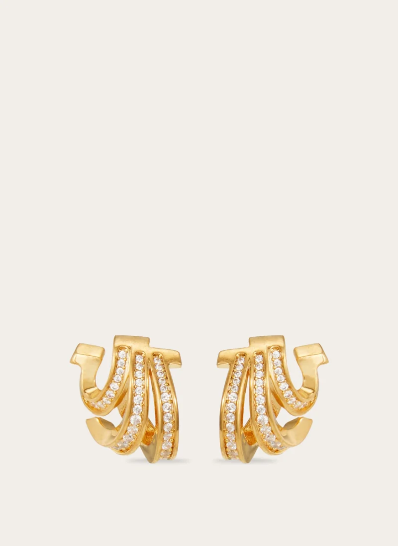Обеци `Triple Gancini Crystals` Ferragamo