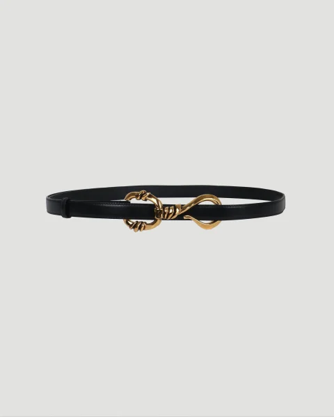 Hook Embellished Leather Belt