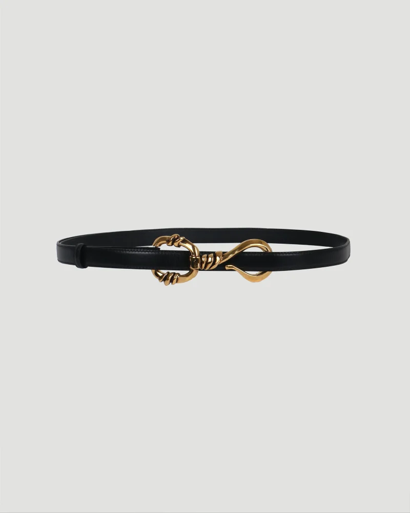 Hook Embellished Leather Belt
