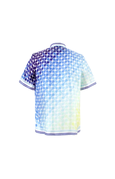 Gradient Tennis Tile Short Sleeve Silk Shirt — снимка 2
