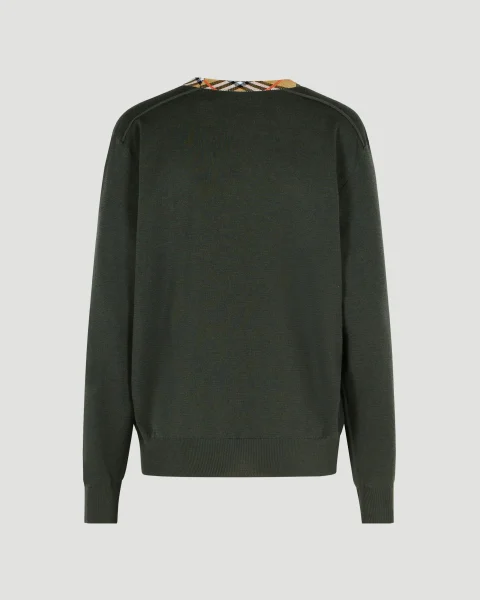 Check Trim Wool Sweater — снимка 2
