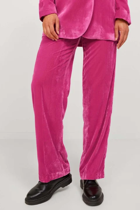 Панталони Jxmary Velvet Reg Hw Pant 12222666 18-2043 TCX Raspberry Sorbet — снимка 2