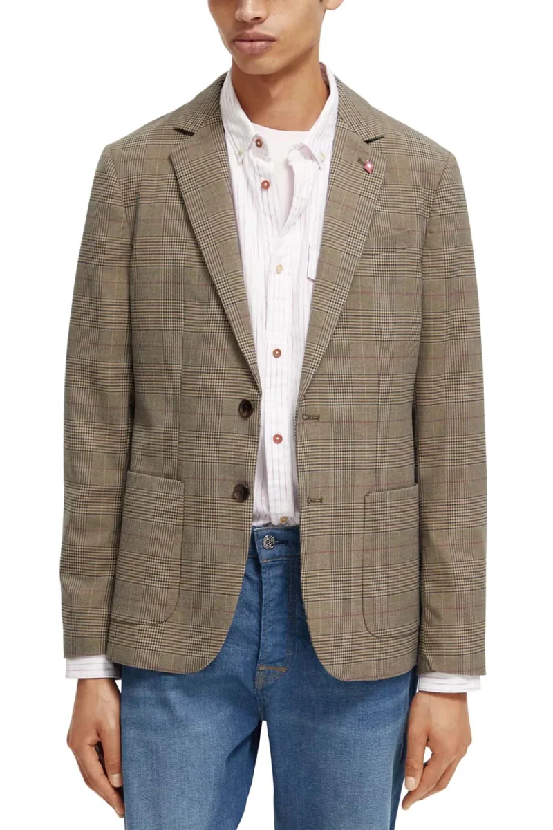 Сако Classic Yarn-Dyed 3-Button 174330 SC6471 taupe check — снимка 2