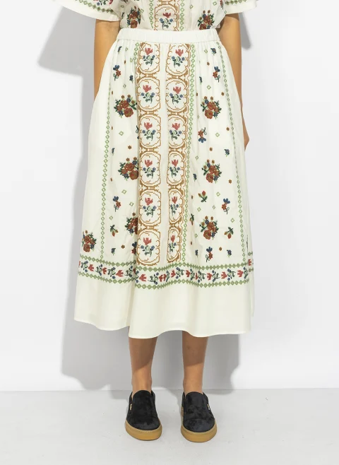 Пола с бродерия Weekend Max Mara Wkdfalla — снимка 5