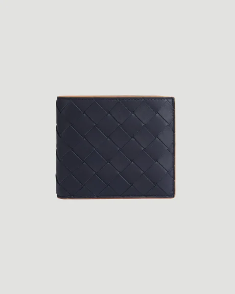 Intrecciato Bi-Fold Wallet in Navy