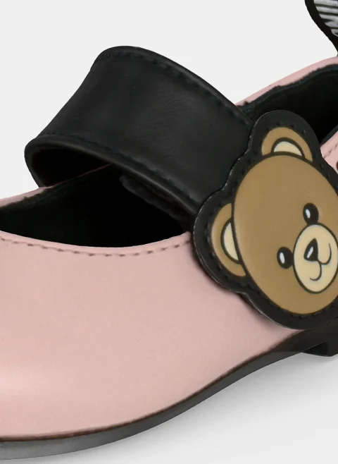 Кожени балеринки с Bear детайл Moschino Kids — снимка 6