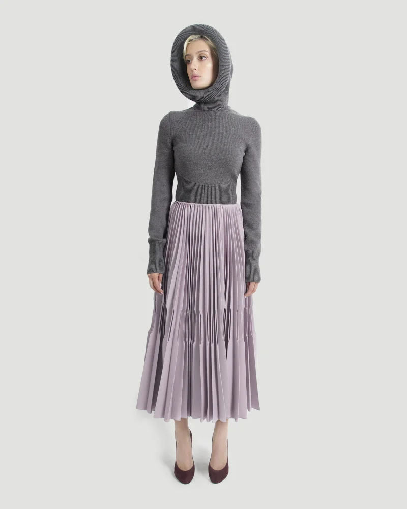 Wool Gabardine Pleated Skirt — снимка 2