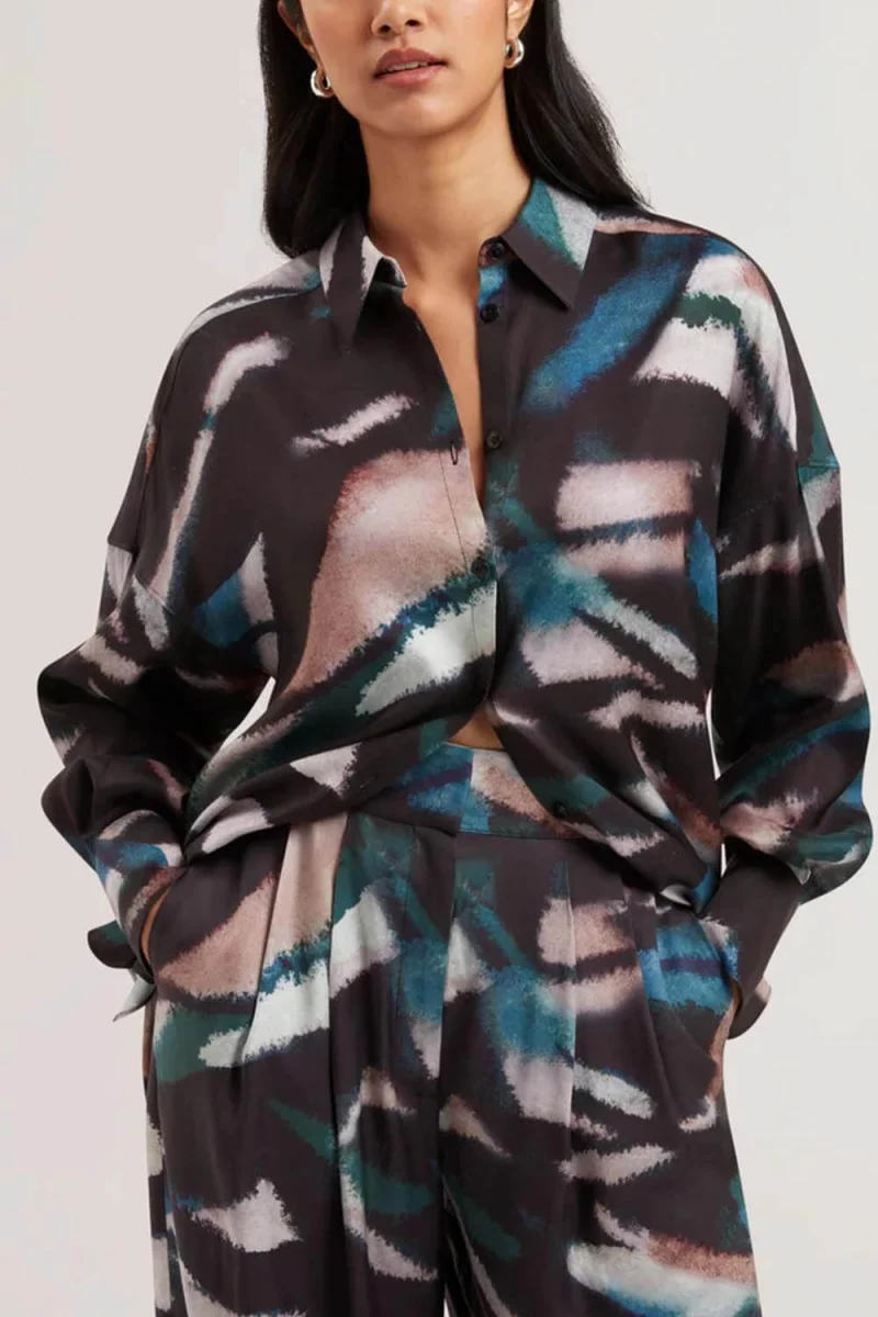 Риза Tropiza Printed Oversized Boyfriend 279932 black — снимка 2