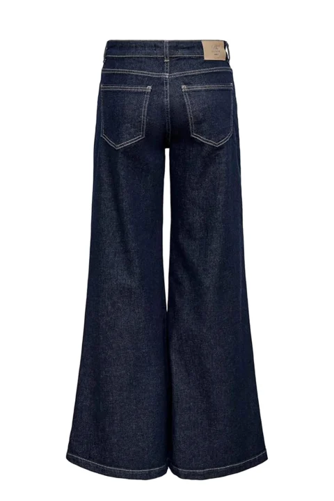 Jeans Onlcalifornia Mw Wide Flar Rins 15381062 BS000042 dark blue denim — снимка 2