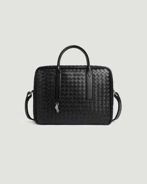 Leather Weekender Bag in Black