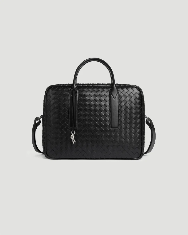 Leather Weekender Bag in Black