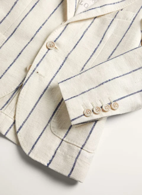 Раирано сако с лен Brunello Cucinelli Kids 6 — снимка 3