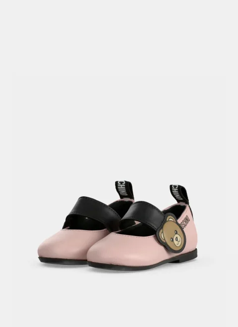 Кожени балеринки с Bear детайл Moschino Kids — снимка 5