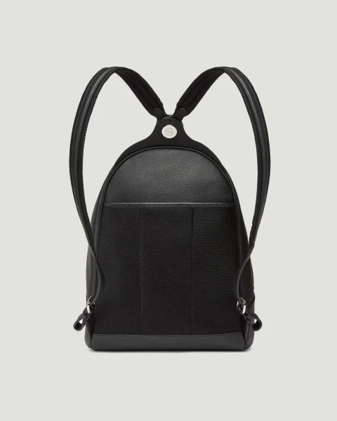 Chiodo Medium Backpack in Black Grained Leather — снимка 3