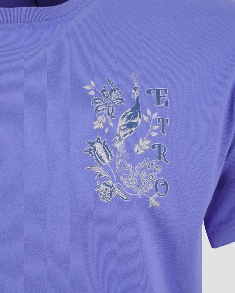 Cotton T-Shirt in Blue — снимка 2