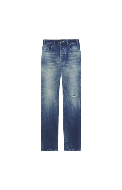 Straight Leg Jeans in Washed Blue