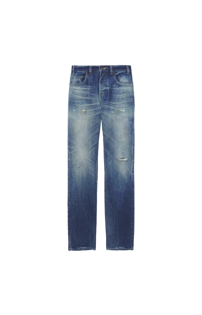 Straight Leg Jeans in Washed Blue