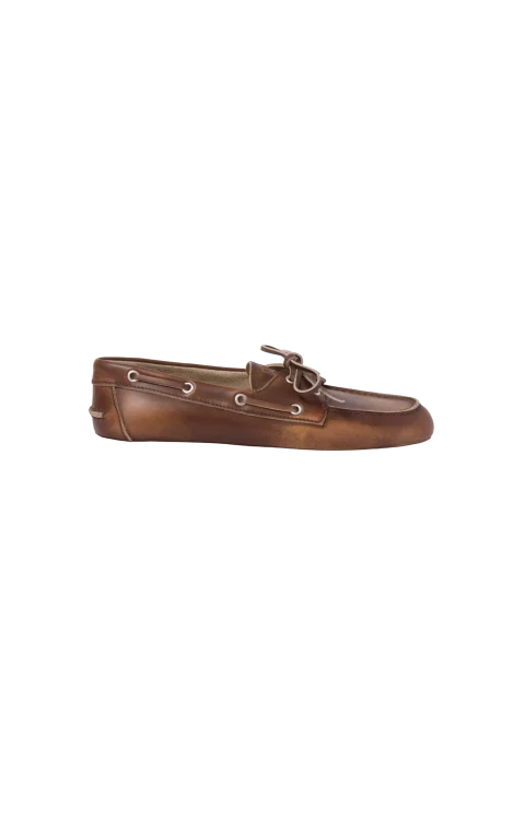 Unlined Bleached Leather Boat Shoes