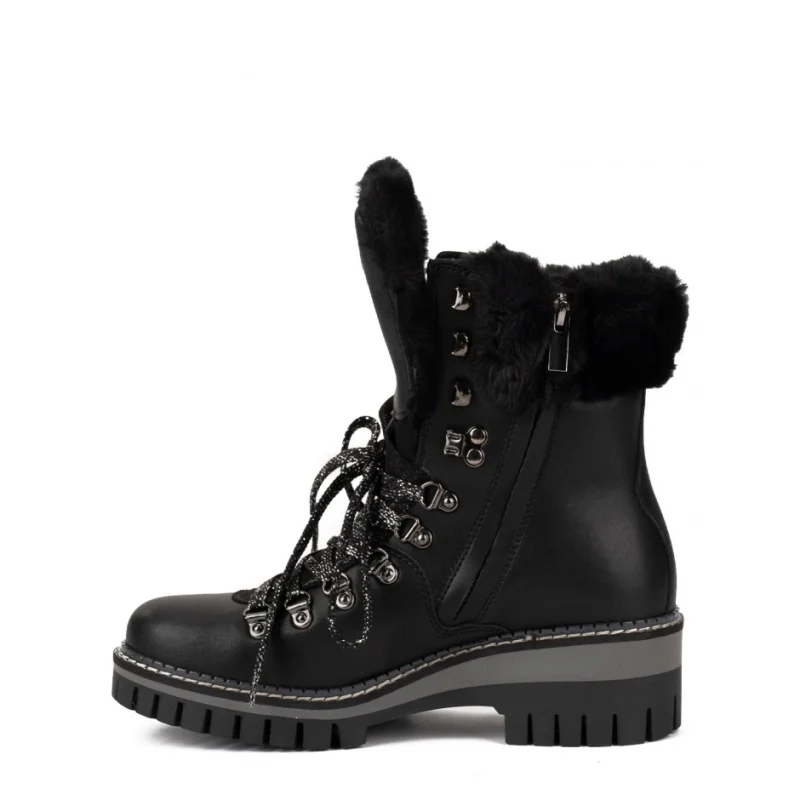 Дамски черни боти с вълна New Italia Shoes — снимка 8