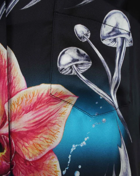 Blades Short Sleeve Silk Satin Shirt — снимка 3