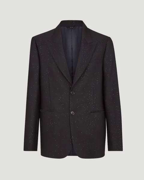 Black Wool and Sequin Blazer