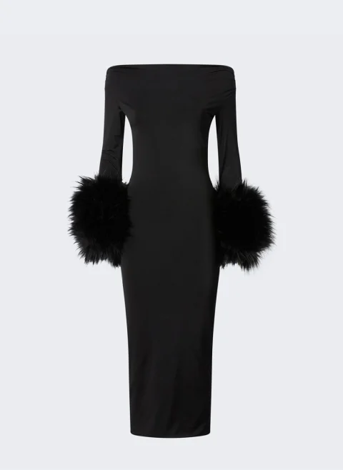 Рокля с 'faux fur' детайли 'Tyla' The Andamane — снимка 5
