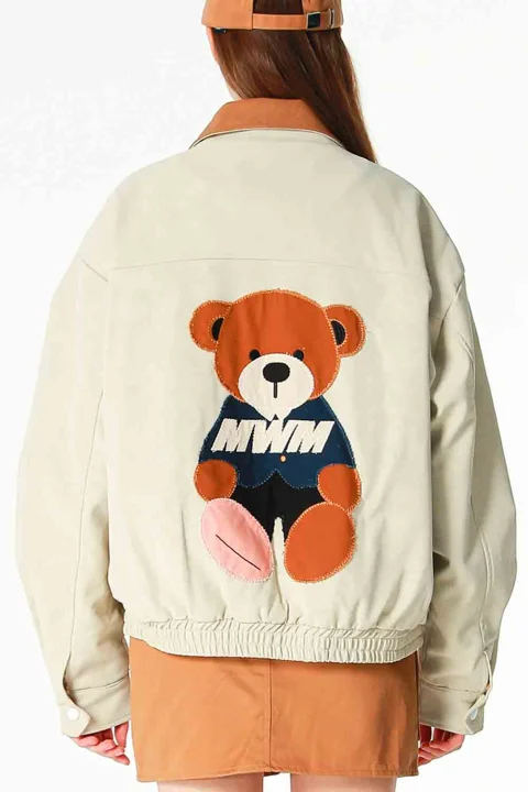 Яке Teddy Canvas Patches Leather MW094070828 ecru — снимка 2