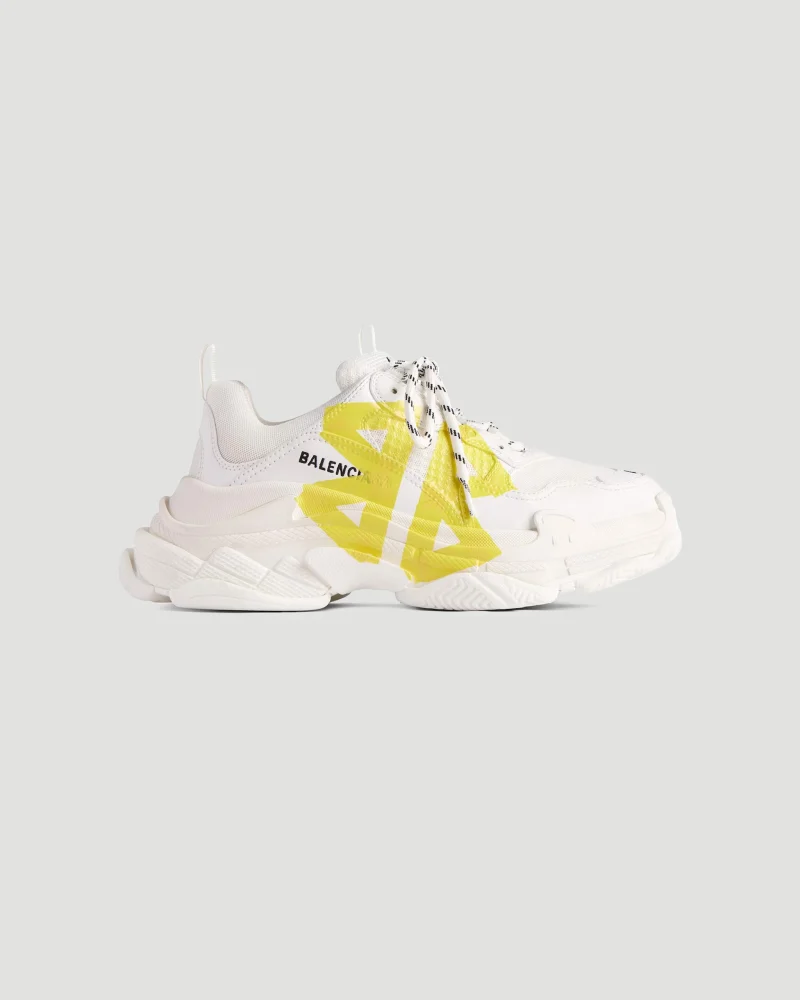 Triple S Tape Type Sneaker in White and Yellow