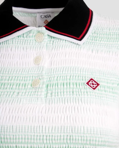 Stripe Shirred Polo Shirt — снимка 2
