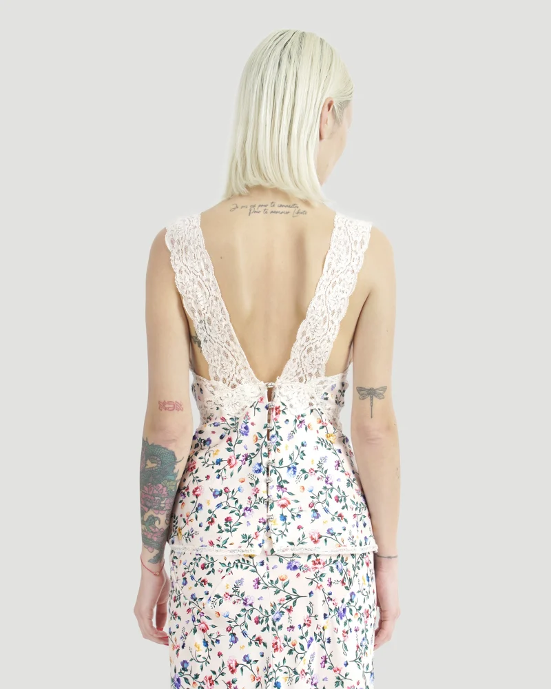Flower Print Satin Top — снимка 5