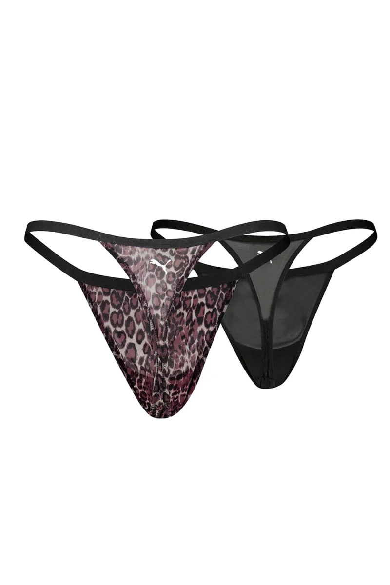 Бельо (Pack of 2) Animal Mesh Tanga Strings 701239582 001 black combo — снимка 2