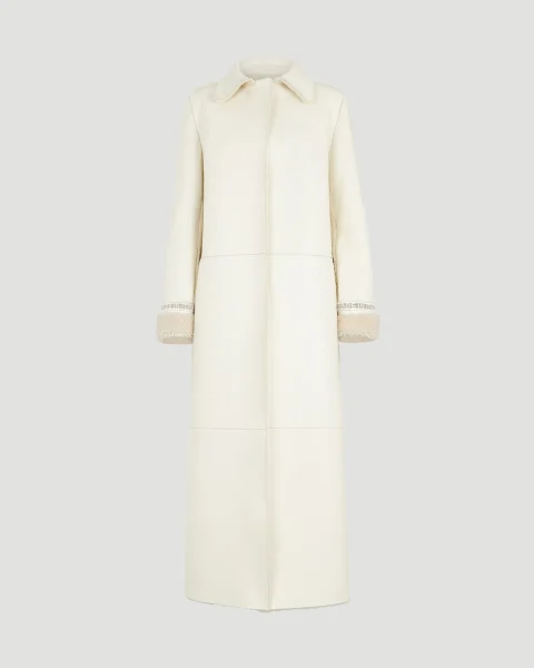 White Leather and Shearling Coat