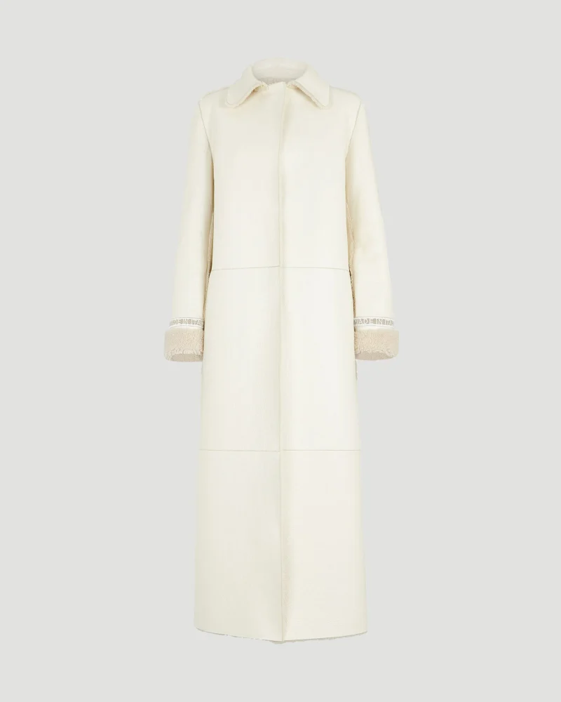 White Leather and Shearling Coat