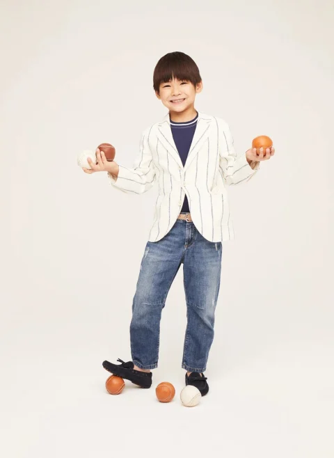 Раирано сако с лен Brunello Cucinelli Kids 6 — снимка 5