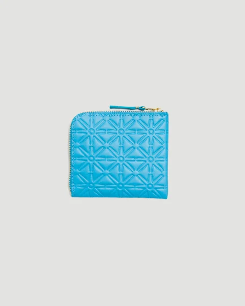 Embossed Leather Line Wallet in Blue — снимка 2