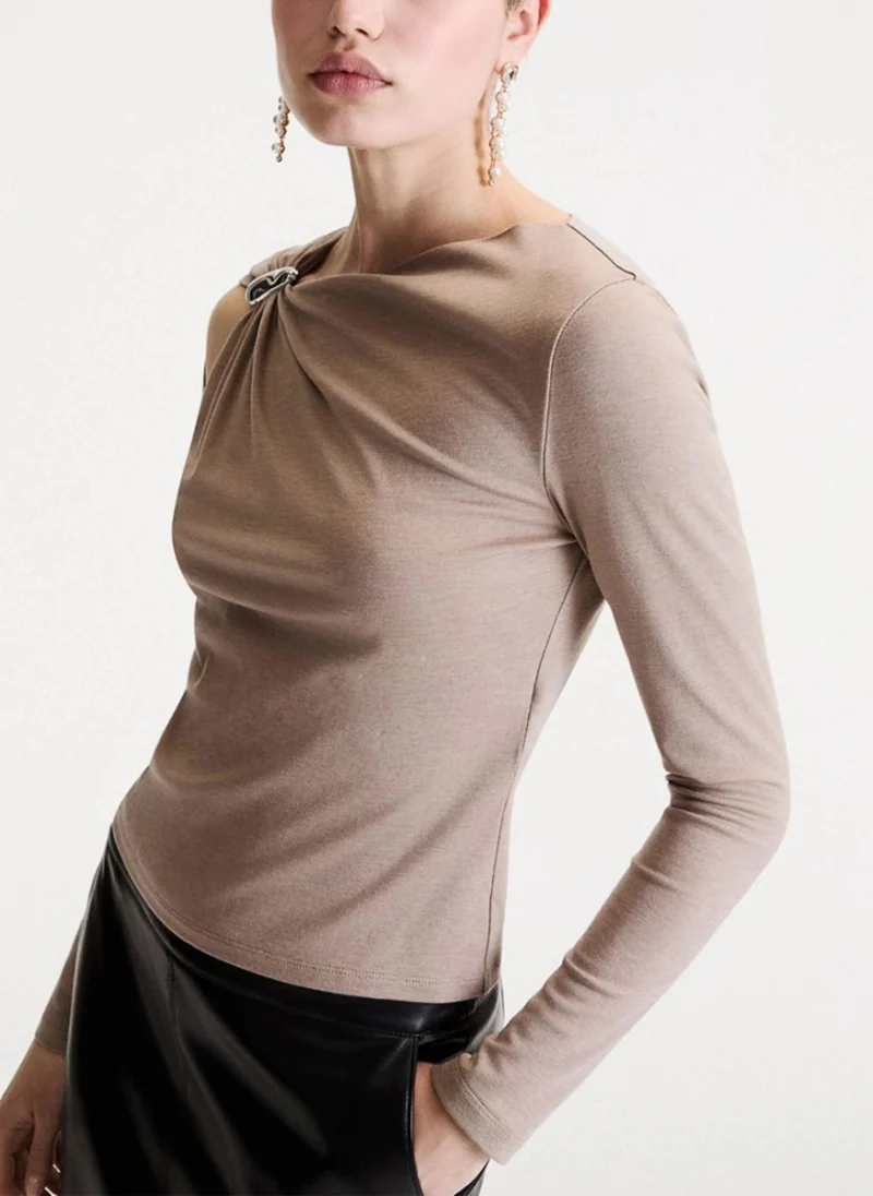 Блуза с метален детайл Marella Mlltabacco