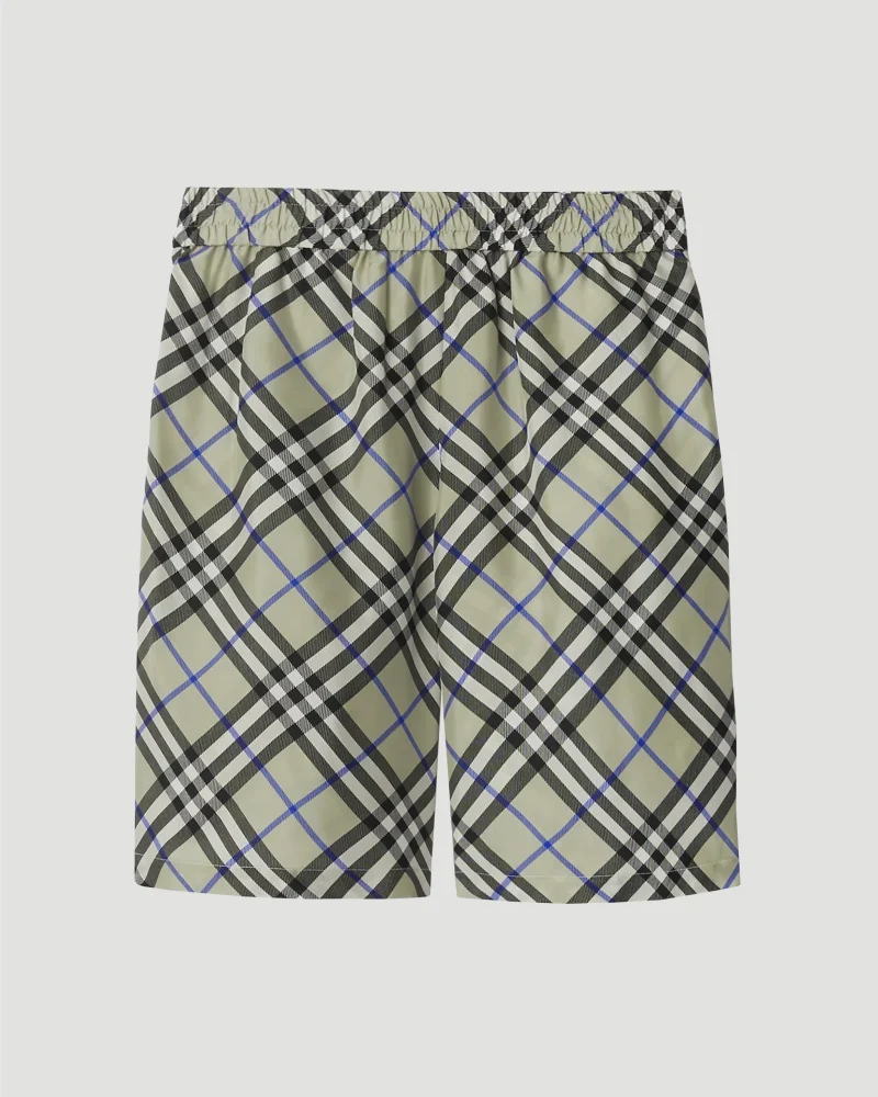 Check Silk Shorts in Lichen