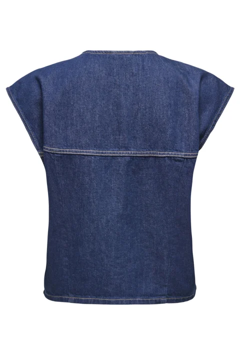 Риза Onlsadie SlWaistcoat Gen 15363629 BS000065 medium blue denim — снимка 2