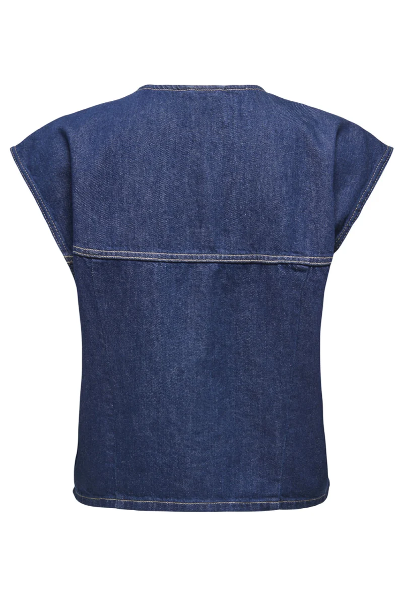 Риза Onlsadie SlWaistcoat Gen 15363629 BS000065 medium blue denim — снимка 2