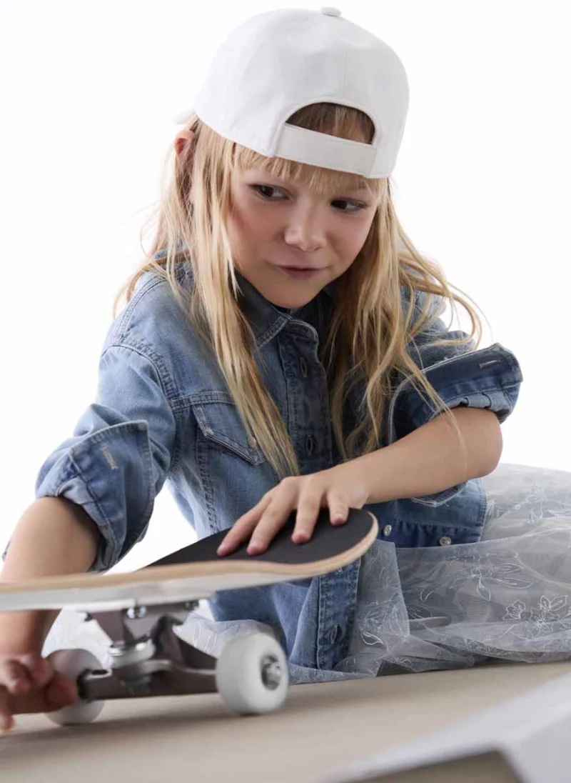 Риза от деним с монили Brunello Cucinelli Kids 8-10 — снимка 4
