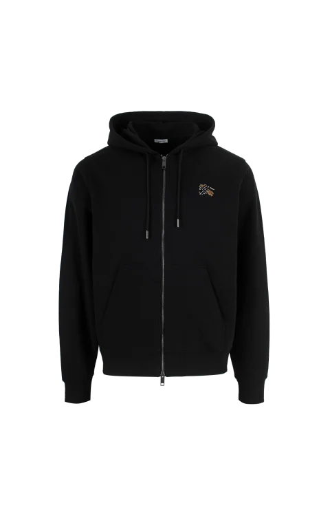Check Knight Stamp Cotton Zip Hoodie