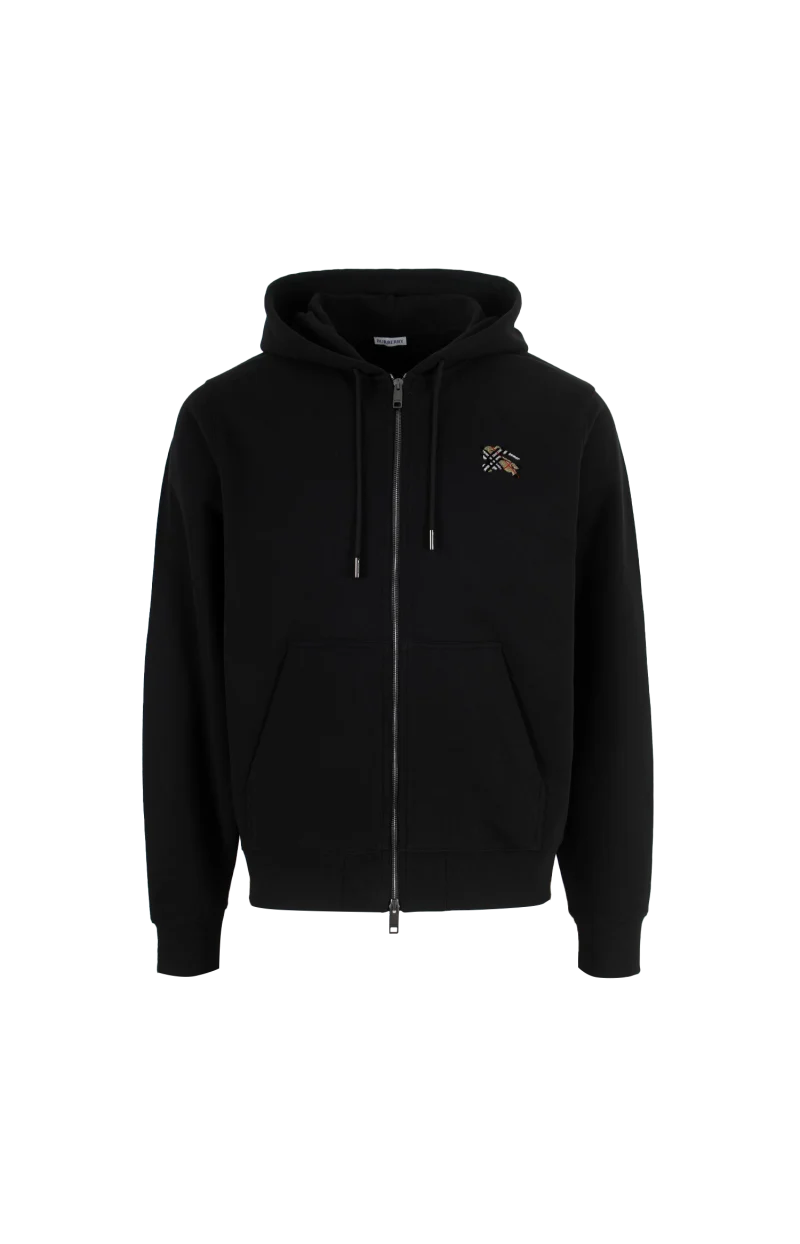 Check Knight Stamp Cotton Zip Hoodie