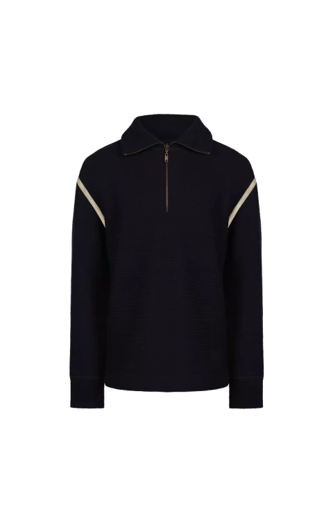 Elbow Patch Sweater in Navy Blue