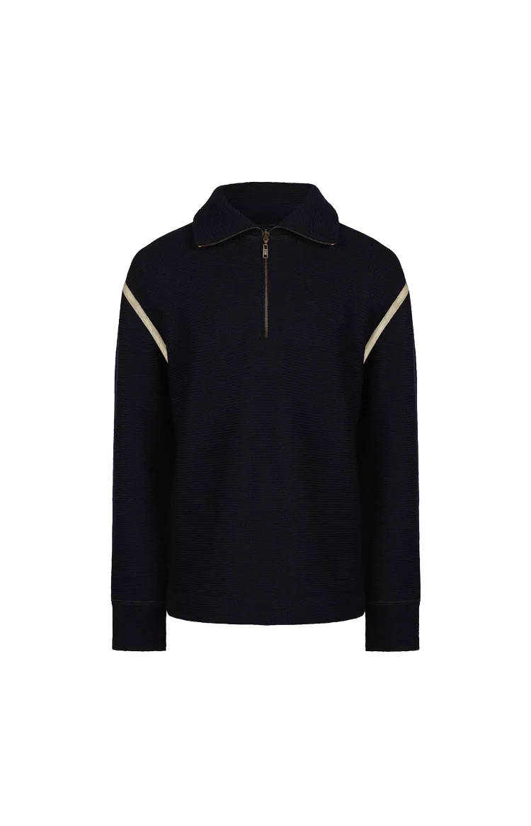 Elbow Patch Sweater in Navy Blue