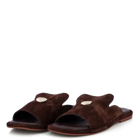 Дамски Равни Чехли CARLO FABIANI – 252-29647 DARK BROWN — снимка 3
