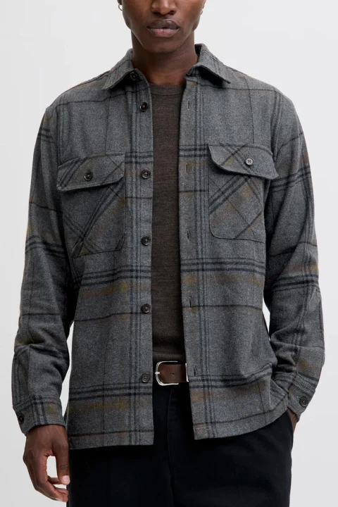 Риза Overshirt Jprrayle Melange Check L/S Overshirt 12286804 C-N25 dark grey — снимка 2